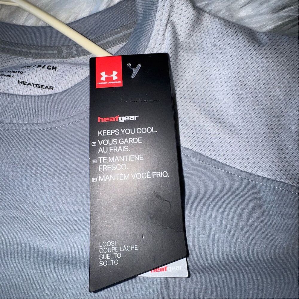 Under Armour Men's‎ HeatGear Athletic T-Shirt Gray Size S Athleisure Sporty Crew - Picture 8 of 11